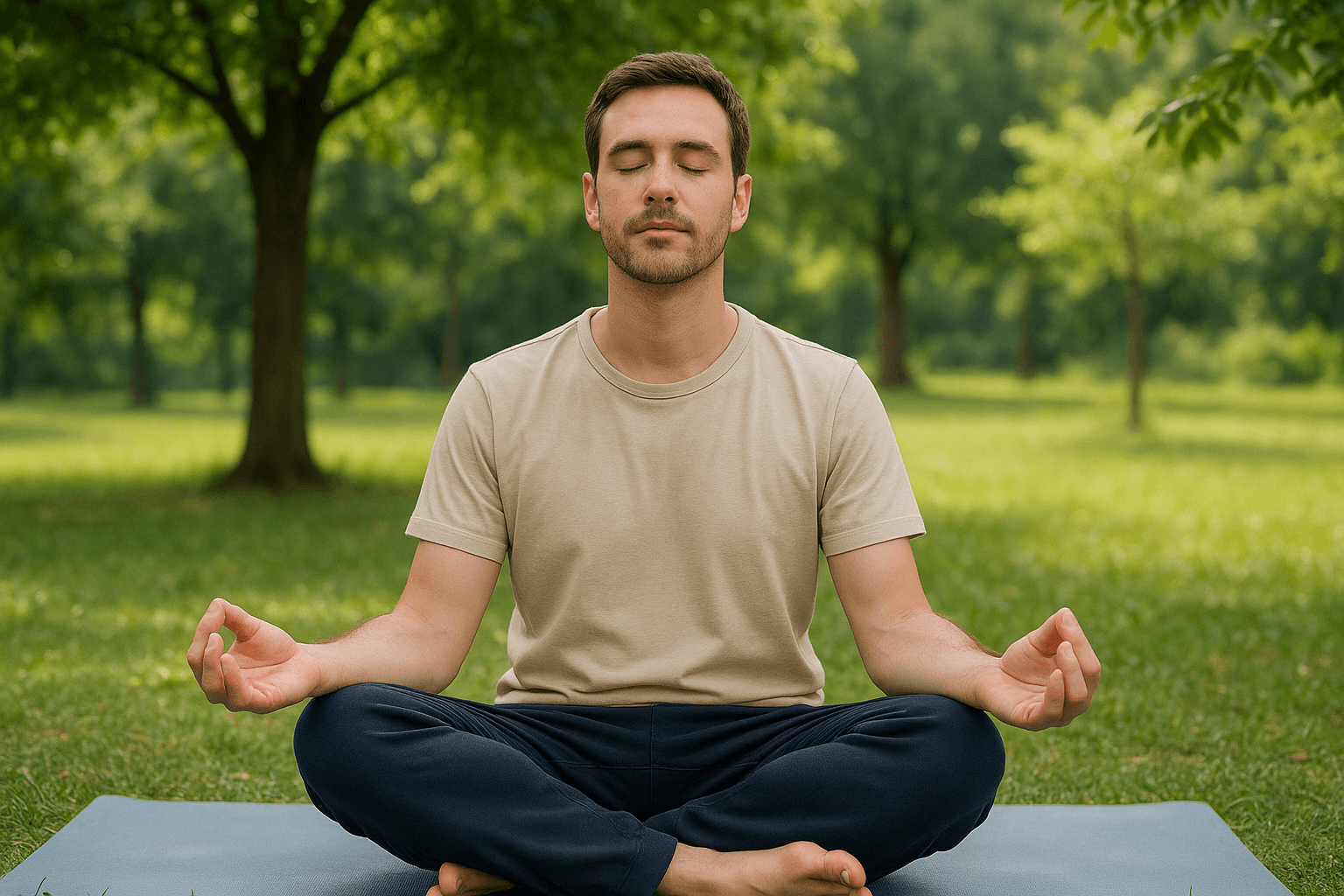 Yoga veya meditasyon yapan sakin bir kişi, stres yönetimi
